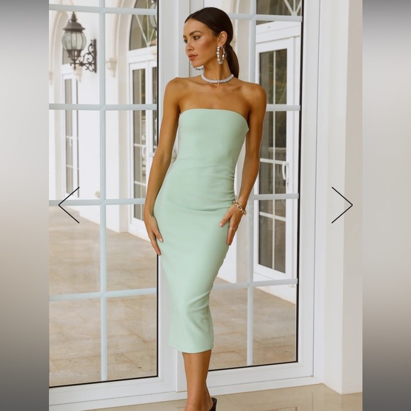 Light Green Hello Molly Strapless Column Midi Dress - Picture 1 of 6